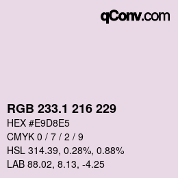 Color code: RGB 233.1 216 229 | qconv.com
