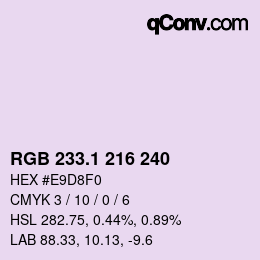 カラーコード: RGB 233.1 216 240 | qconv.com