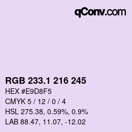 カラーコード: RGB 233.1 216 245 | qconv.com