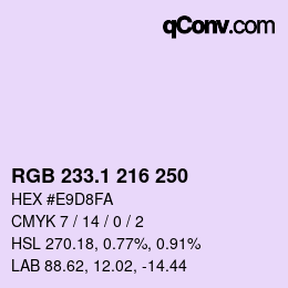 カラーコード: RGB 233.1 216 250 | qconv.com