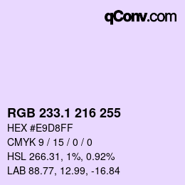 カラーコード: RGB 233.1 216 255 | qconv.com