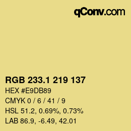 カラーコード: RGB 233.1 219 137 | qconv.com