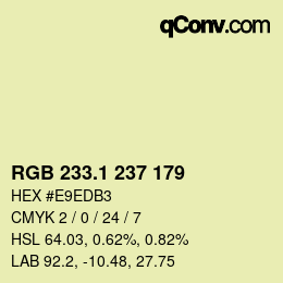 カラーコード: RGB 233.1 237 179 | qconv.com