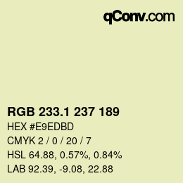カラーコード: RGB 233.1 237 189 | qconv.com