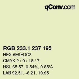 カラーコード: RGB 233.1 237 195 | qconv.com
