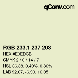 カラーコード: RGB 233.1 237 203 | qconv.com