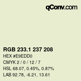 カラーコード: RGB 233.1 237 208 | qconv.com