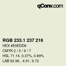 Color code: RGB 233.1 237 216 | qconv.com