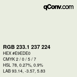 Color code: RGB 233.1 237 224 | qconv.com