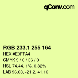 カラーコード: RGB 233.1 255 164 | qconv.com