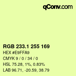 カラーコード: RGB 233.1 255 169 | qconv.com