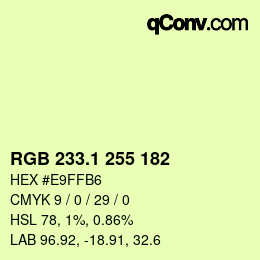 カラーコード: RGB 233.1 255 182 | qconv.com