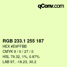 カラーコード: RGB 233.1 255 187 | qconv.com