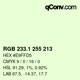 カラーコード: RGB 233.1 255 213 | qconv.com