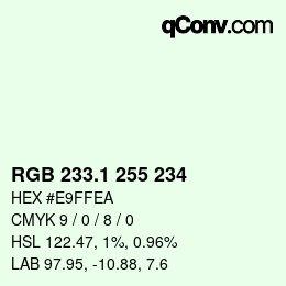 Farbcode: RGB 233.1 255 234 | qconv.com