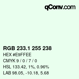 Código de color: RGB 233.1 255 238 | qconv.com