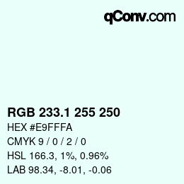 Código de color: RGB 233.1 255 250 | qconv.com