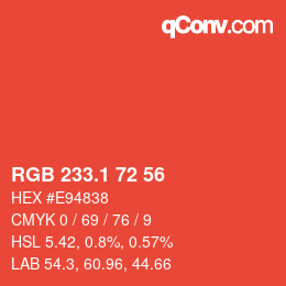 カラーコード: RGB 233.1 72 56 | qconv.com