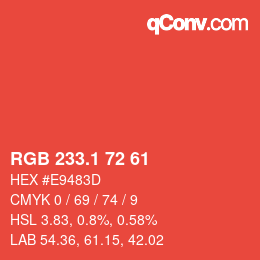 カラーコード: RGB 233.1 72 61 | qconv.com