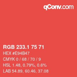 カラーコード: RGB 233.1 75 71 | qconv.com