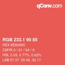 カラーコード: RGB 233.1 90 85 | qconv.com