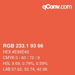カラーコード: RGB 233.1 93 66 | qconv.com