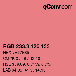 カラーコード: RGB 233.3 126 133 | qconv.com