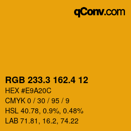 カラーコード: RGB 233.3 162.4 12 | qconv.com