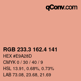 カラーコード: RGB 233.3 162.4 141 | qconv.com