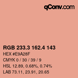 カラーコード: RGB 233.3 162.4 143 | qconv.com
