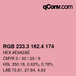 カラーコード: RGB 233.3 162.4 174 | qconv.com