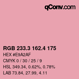 カラーコード: RGB 233.3 162.4 175 | qconv.com