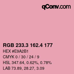 カラーコード: RGB 233.3 162.4 177 | qconv.com