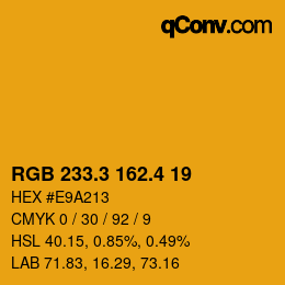 カラーコード: RGB 233.3 162.4 19 | qconv.com