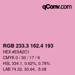 カラーコード: RGB 233.3 162.4 193 | qconv.com