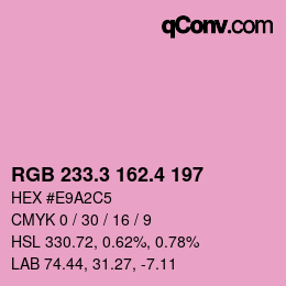 カラーコード: RGB 233.3 162.4 197 | qconv.com