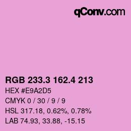 カラーコード: RGB 233.3 162.4 213 | qconv.com