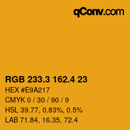 カラーコード: RGB 233.3 162.4 23 | qconv.com