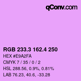 カラーコード: RGB 233.3 162.4 250 | qconv.com