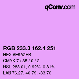カラーコード: RGB 233.3 162.4 251 | qconv.com