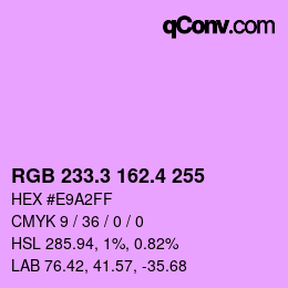 カラーコード: RGB 233.3 162.4 255 | qconv.com