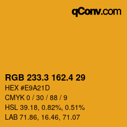 カラーコード: RGB 233.3 162.4 29 | qconv.com