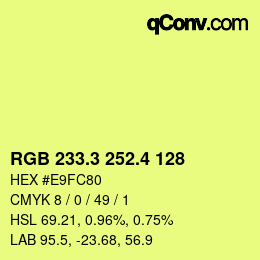 カラーコード: RGB 233.3 252.4 128 | qconv.com