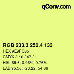 カラーコード: RGB 233.3 252.4 133 | qconv.com