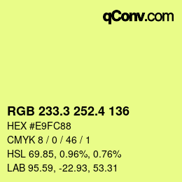 カラーコード: RGB 233.3 252.4 136 | qconv.com