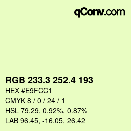 カラーコード: RGB 233.3 252.4 193 | qconv.com
