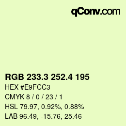 カラーコード: RGB 233.3 252.4 195 | qconv.com