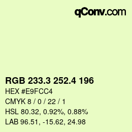カラーコード: RGB 233.3 252.4 196 | qconv.com