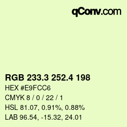 カラーコード: RGB 233.3 252.4 198 | qconv.com