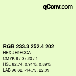カラーコード: RGB 233.3 252.4 202 | qconv.com
